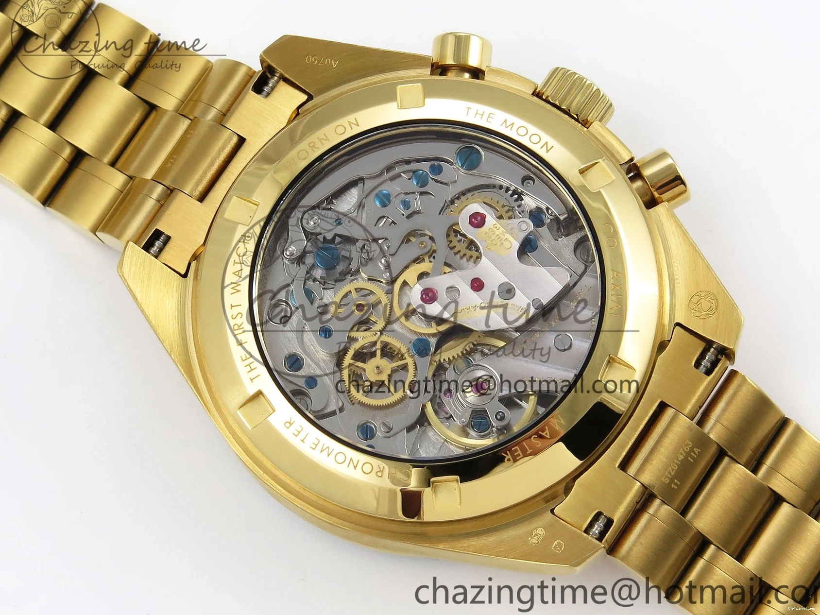 0204 Speedmaster YG RMF Best Edition YG Black Dial on YG Bracelet Lemania HW Durable 7725